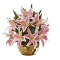 Lily Artificial Arrangement in Gold Vase