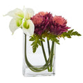 12'' Calla Lily and Artichoke in Rectangular Glass Vase Artificial Arrangement