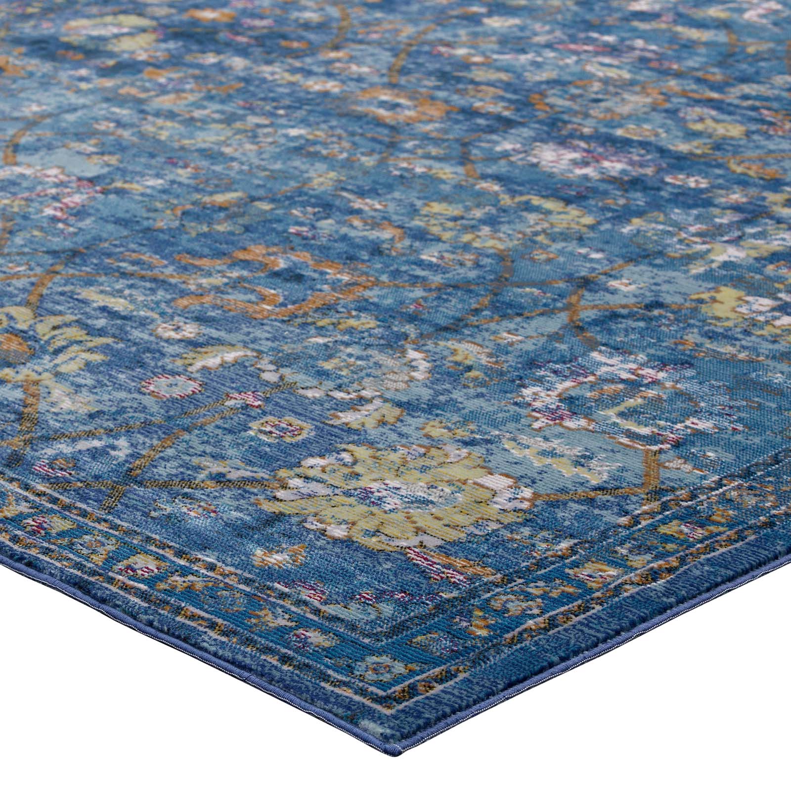 Minu Distressed Floral Lattice 5x8 Area Rug by Modway