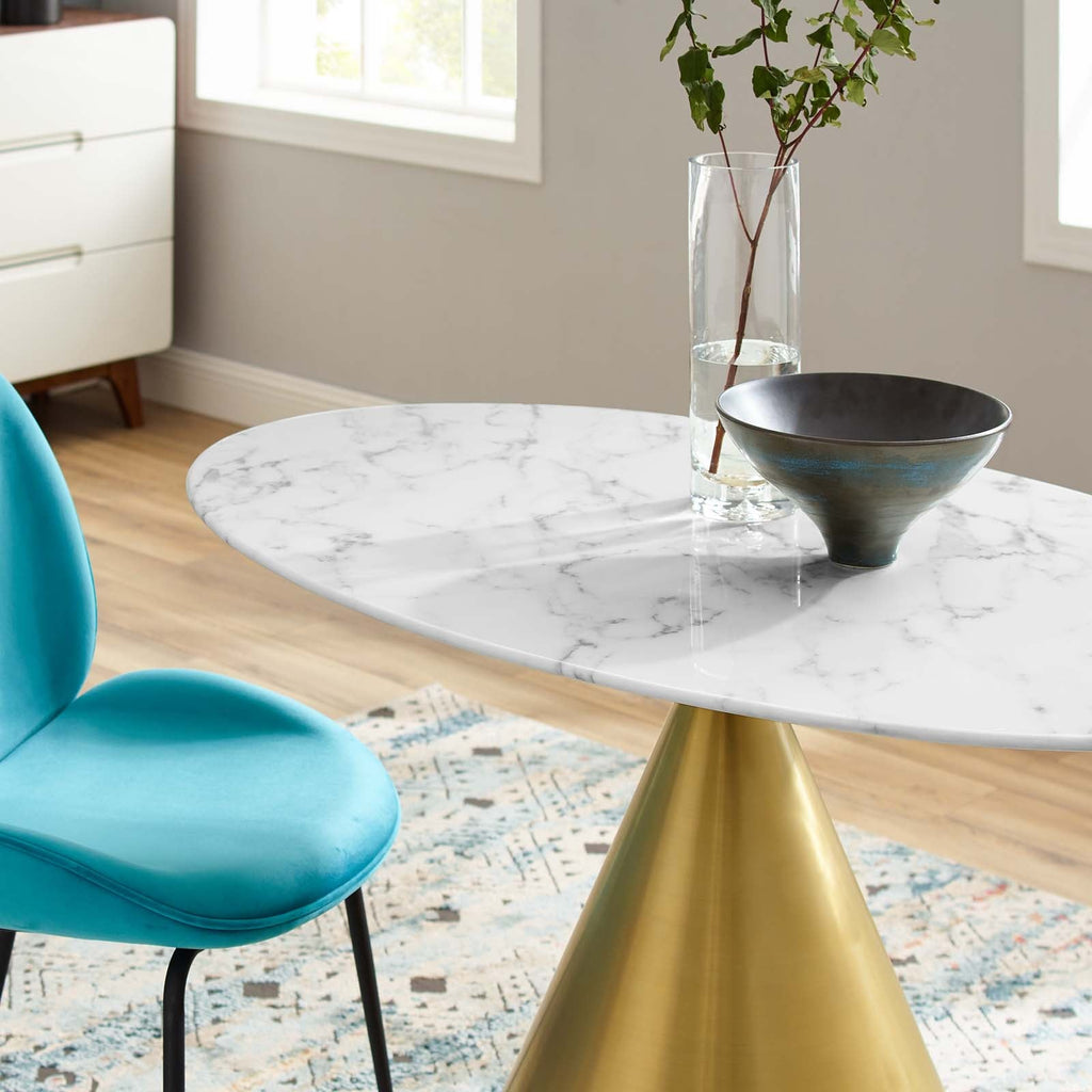Tupelo 48" Oval Artificial Marble Dining Table by Modway