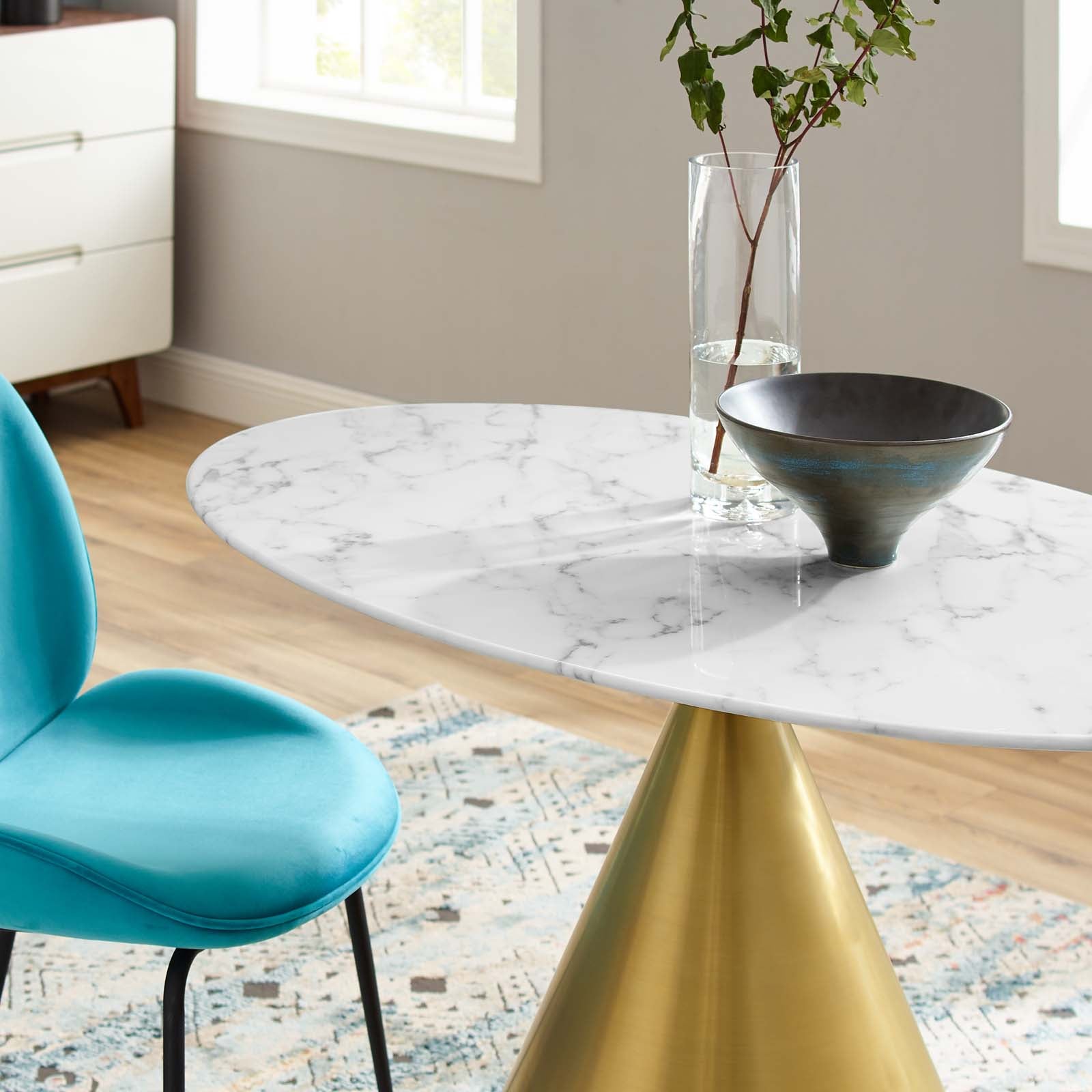 Tupelo 48" Oval Artificial Marble Dining Table by Modway