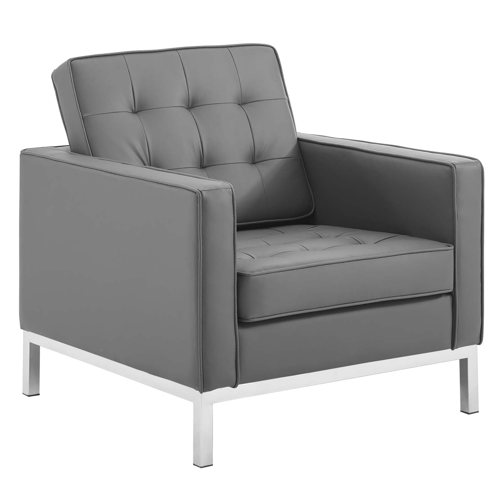 Loft Tufted Vegan Leather Armchairs Set of 2 by Modway