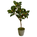 41" Magnolia Leaf Artificial Tree In Olive Green Planter 9655 By Nearly Natural