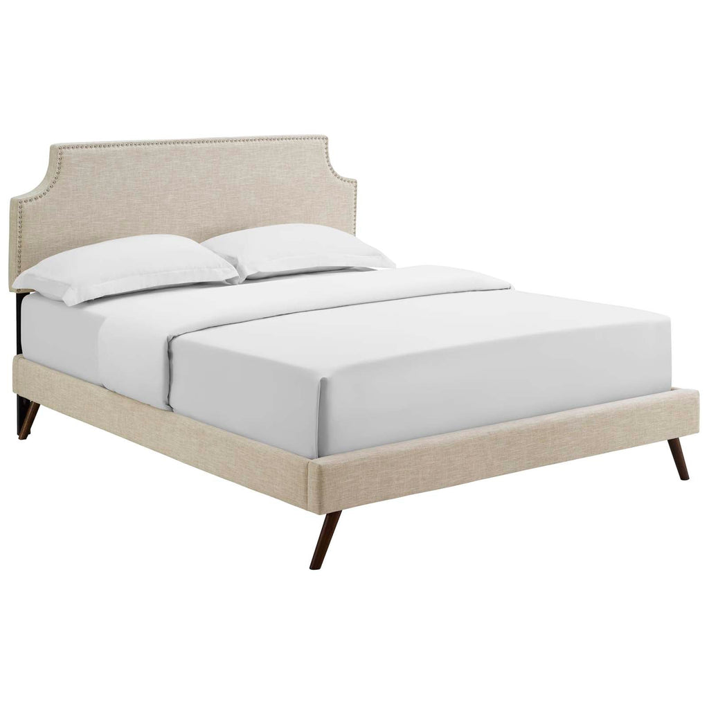 Corene Fabric Queen Platform Bed with Round Splayed Legs by Modway