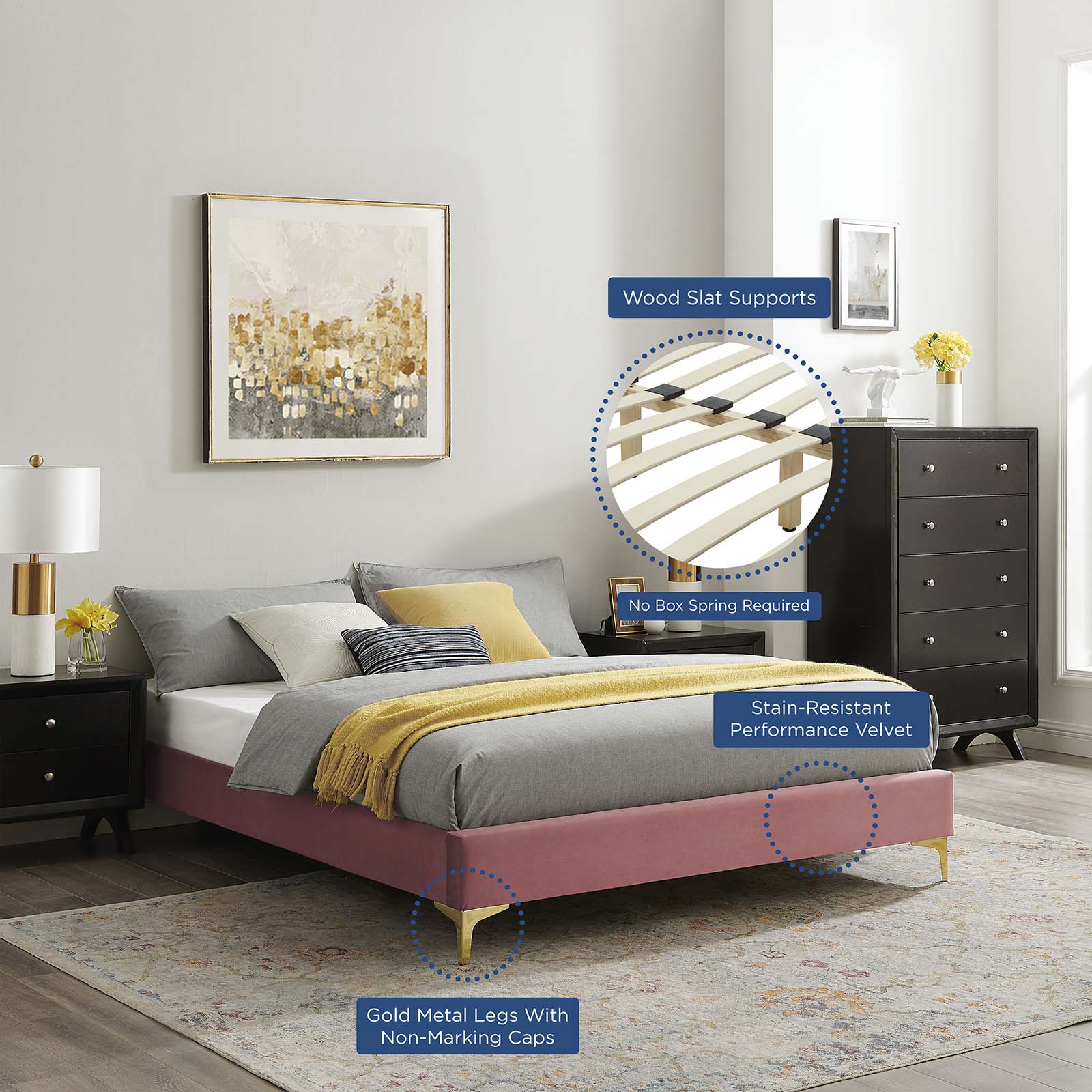 Sutton Performance Velvet King Bed Frame by Modway