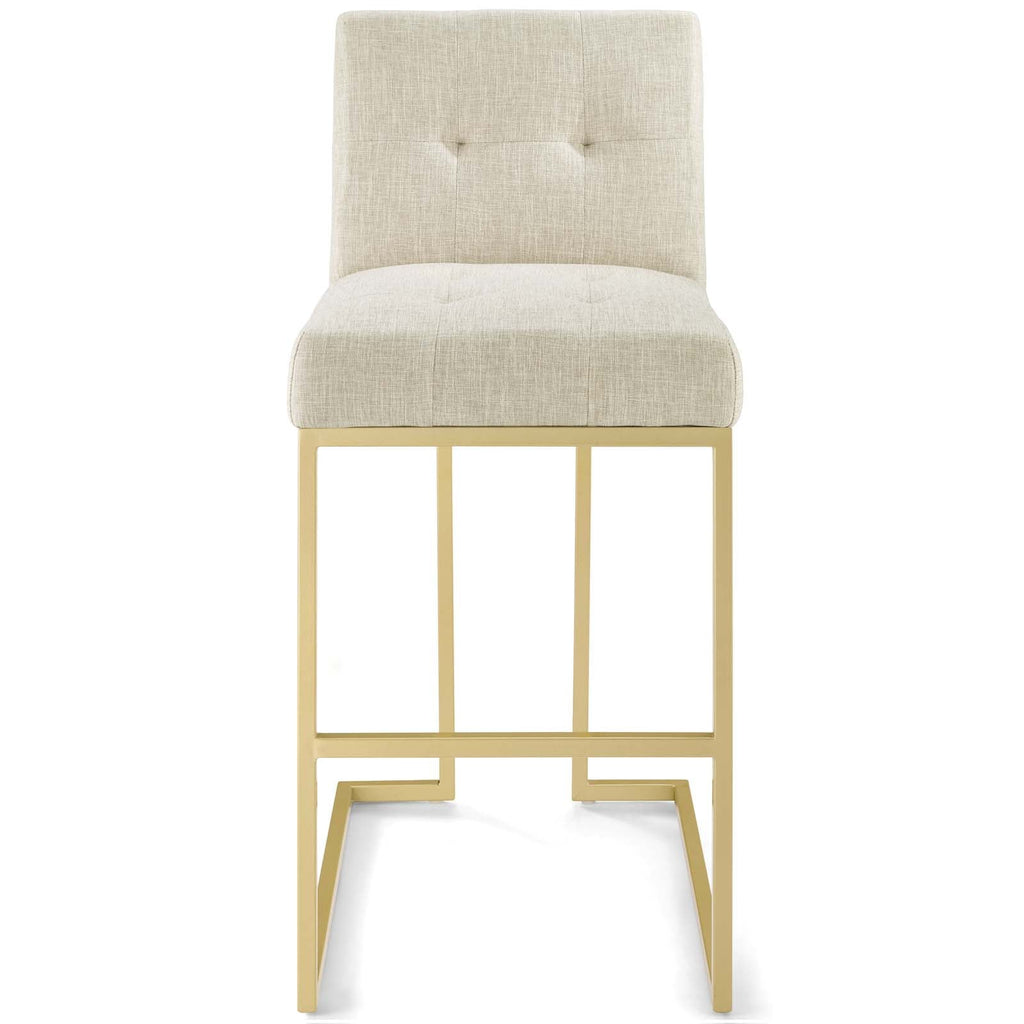 Privy Gold Stainless Steel Upholstered Fabric Bar Stool by Modway