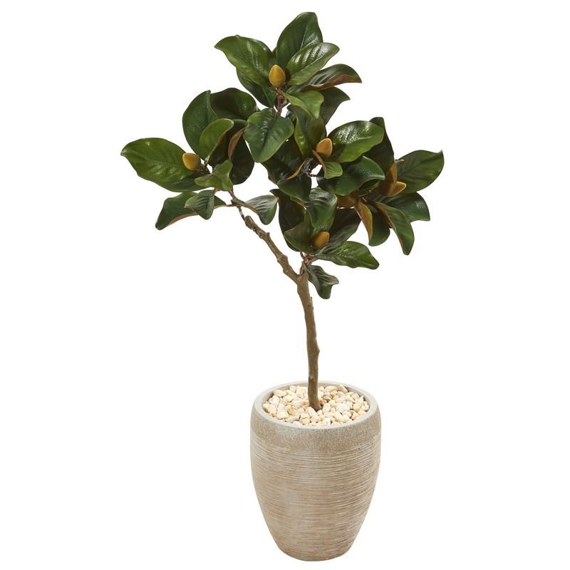 45"  Magnolia Leaf Artificial Tree in Sand Colored Planter