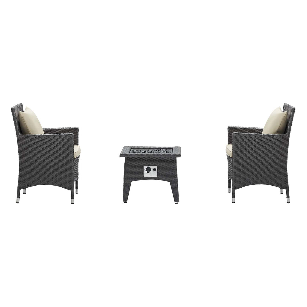 Convene 3 Piece Set Outdoor Patio with Fire Pit in