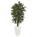 5.5' Raphis Palm Artificial Tree in White Tower Planter