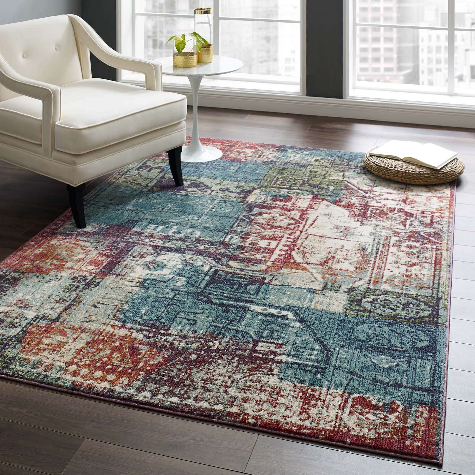 Tribute Elowen Contemporary Modern Vintage Mosaic 5x8 Area Rug by Modway