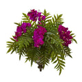 Phalaenopsis Orchid and Fern Artificial Plant in Metal Hanging Bowl