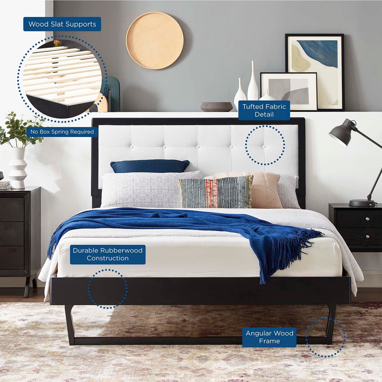 Willow Wood Full Platform Bed With Angular Frame by Modway