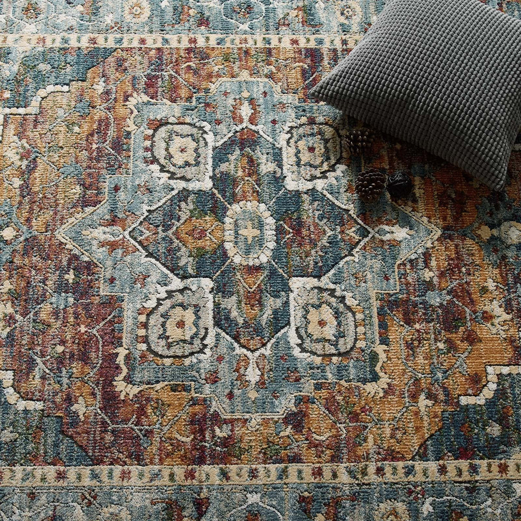 Tribute Diantha Distressed Vintage Floral Vintage Medallion 5x8 Area Rug by Modway
