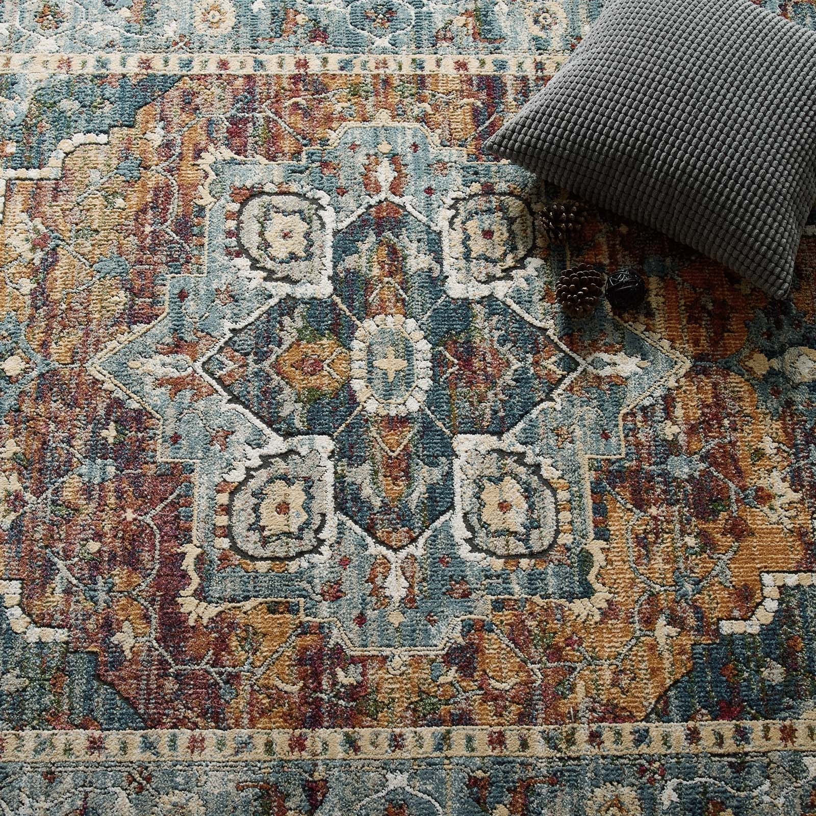 Tribute Diantha Distressed Vintage Floral Vintage Medallion 5x8 Area Rug by Modway