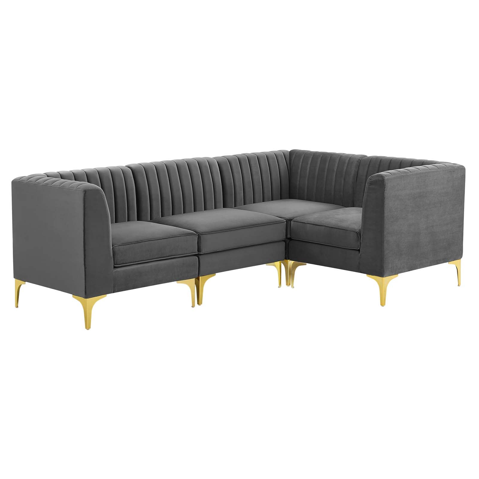 Triumph 4-Piece Channel Tufted Performance Velvet Sectional Sofa by Modway
