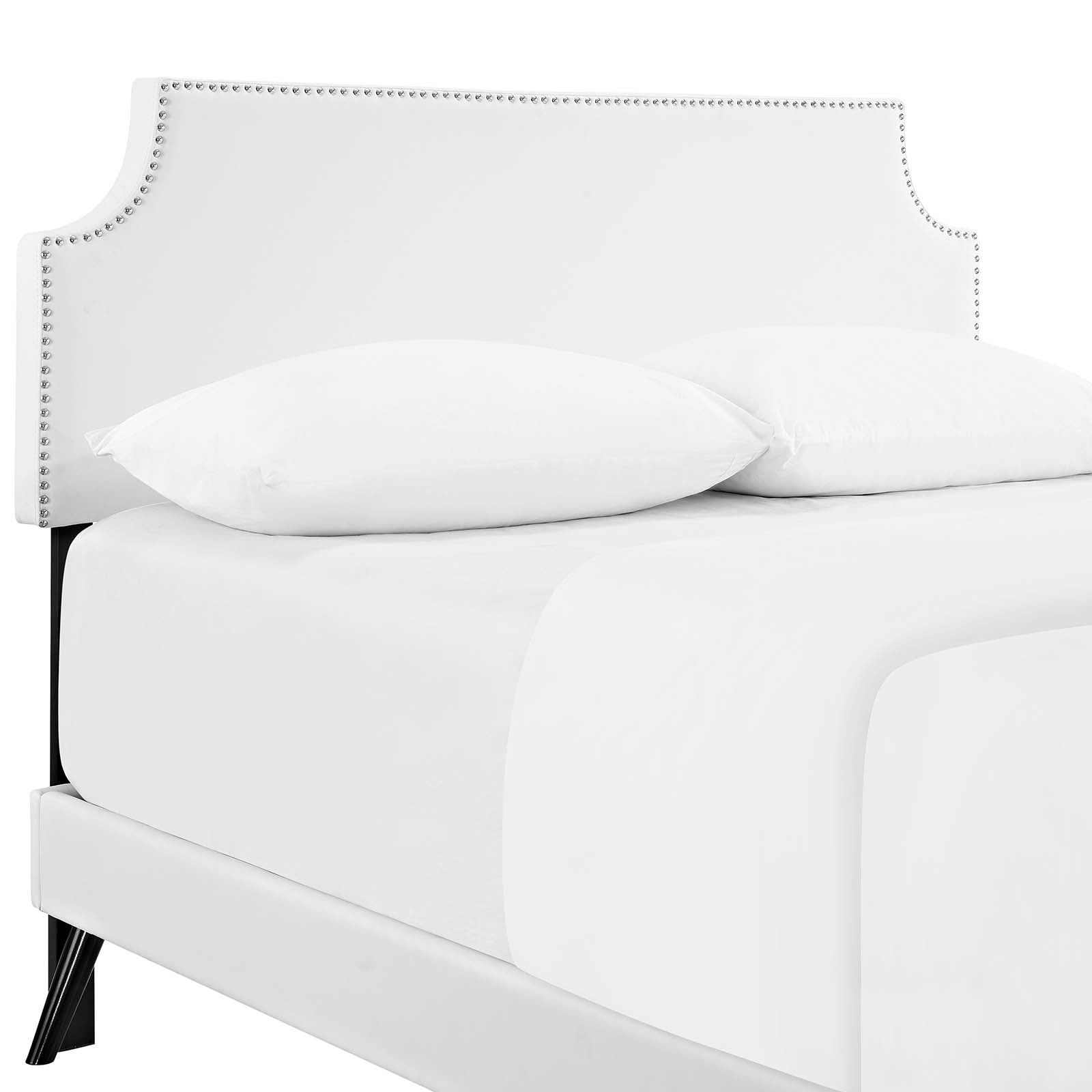Corene Vinyl Queen Platform Bed with Round Splayed Legs by Modway