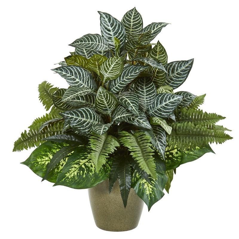 26"  Mix Greens Artificial Plant in Green Planter