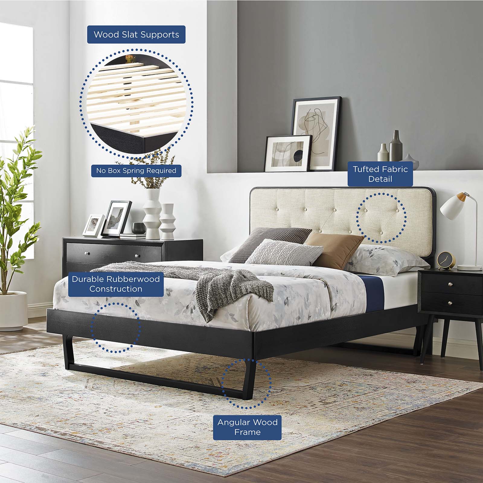 Bridgette Wood Full Platform Bed With Angular Frame by Modway