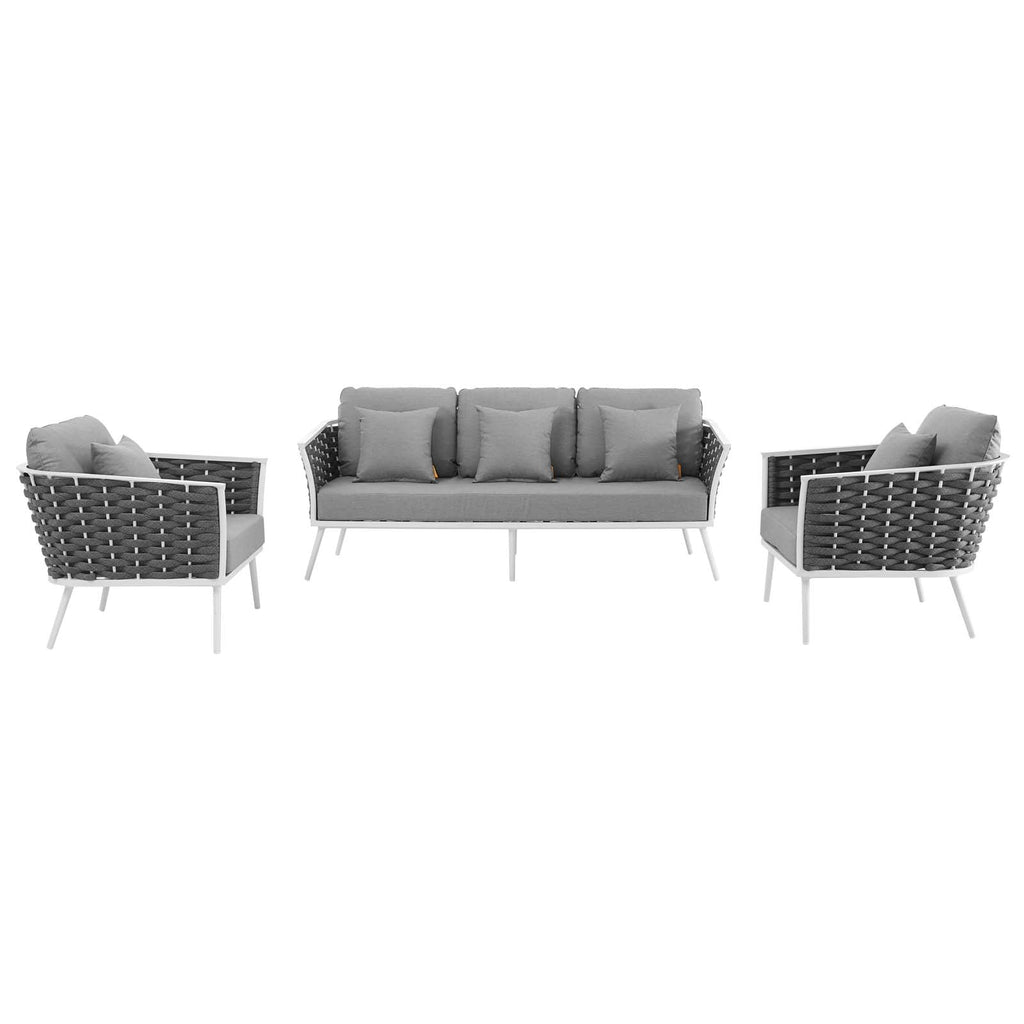 Stance 3 Piece Outdoor Patio Aluminum Sectional Sofa Set by Modway