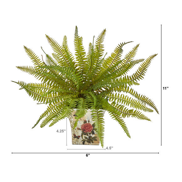 11" Fern Artificial Plant in Floral Planter