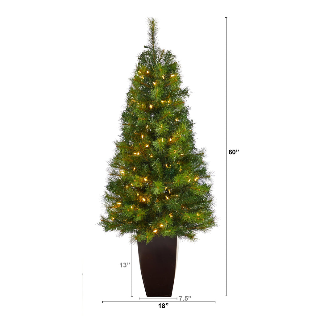 5' Green Valley Pine Artificial Christmas Tree w/ 100 Warm White LED Lights