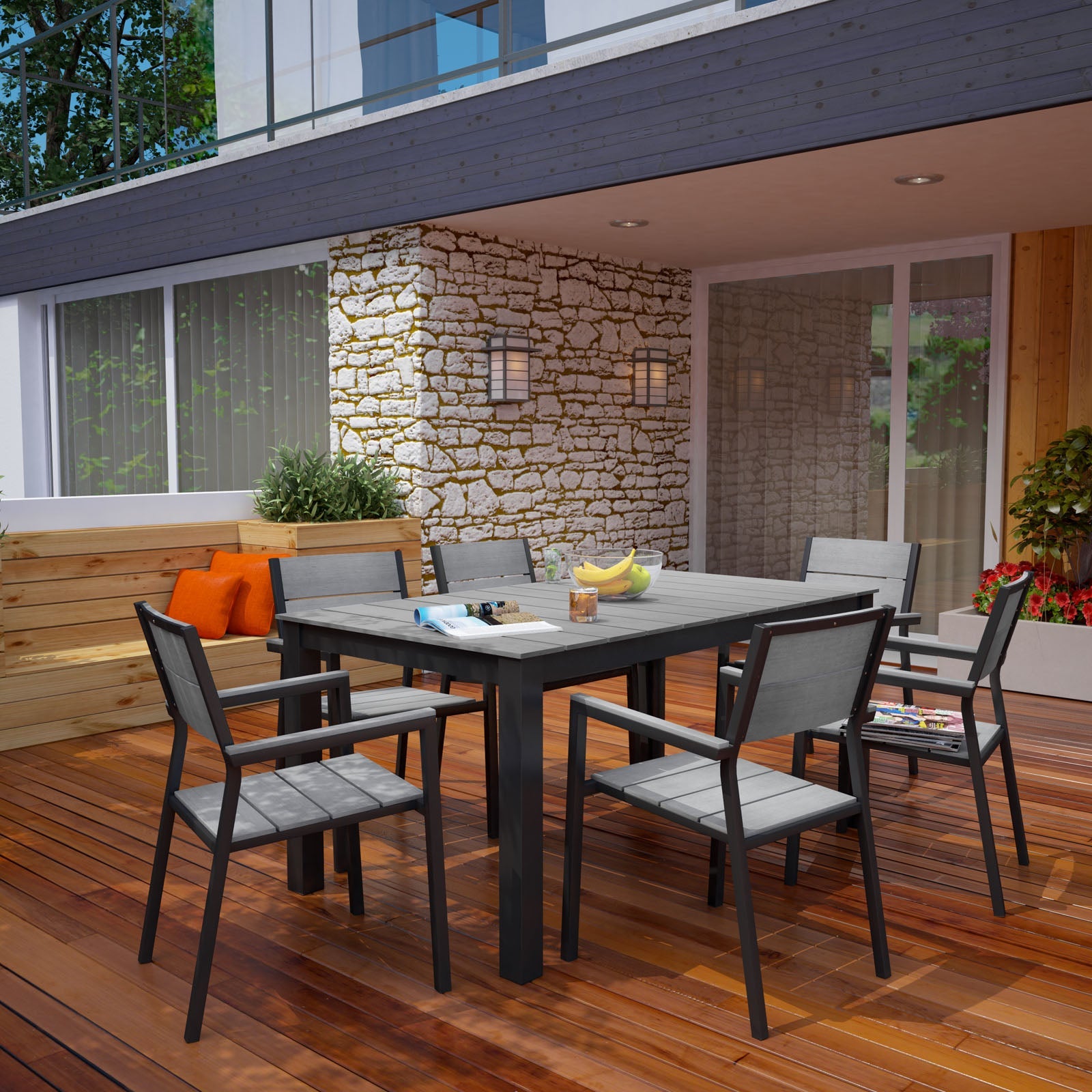 Maine 7 Piece Outdoor Patio Dining Set by Modway