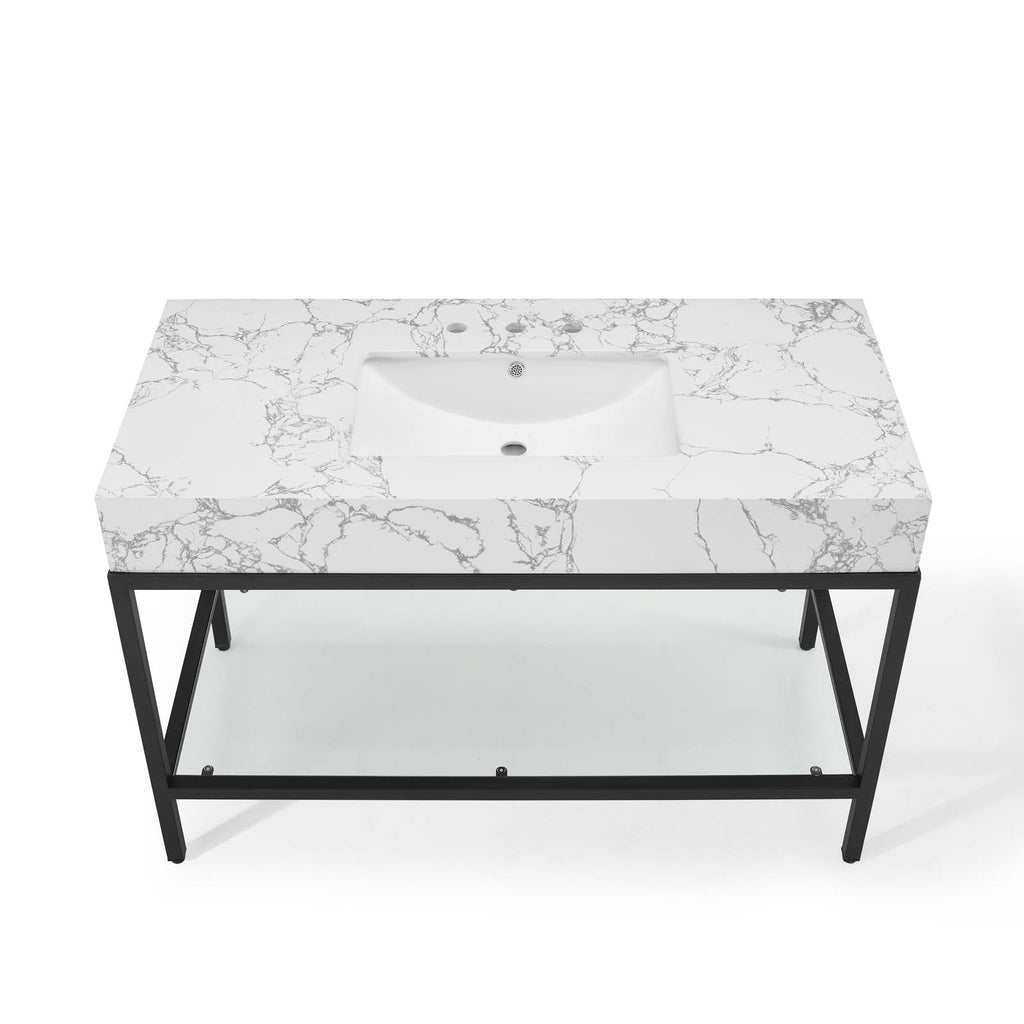 Kingsley 50" Black Stainless Steel Bathroom Vanity by Modway