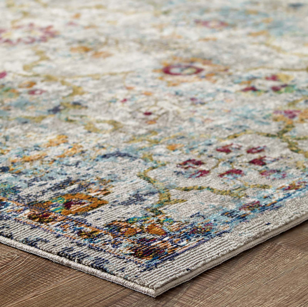 Success Manuka Distressed Vintage Floral Lattice 4x6 Area Rug by Modway