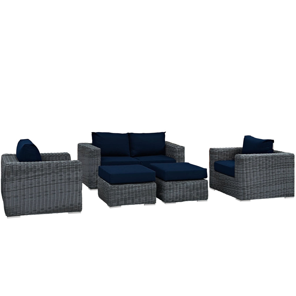Summon 5 Piece Outdoor Patio Sunbrella¨ Sectional Set by Modway