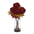 Peony Artificial Arrangement in Glass Vase