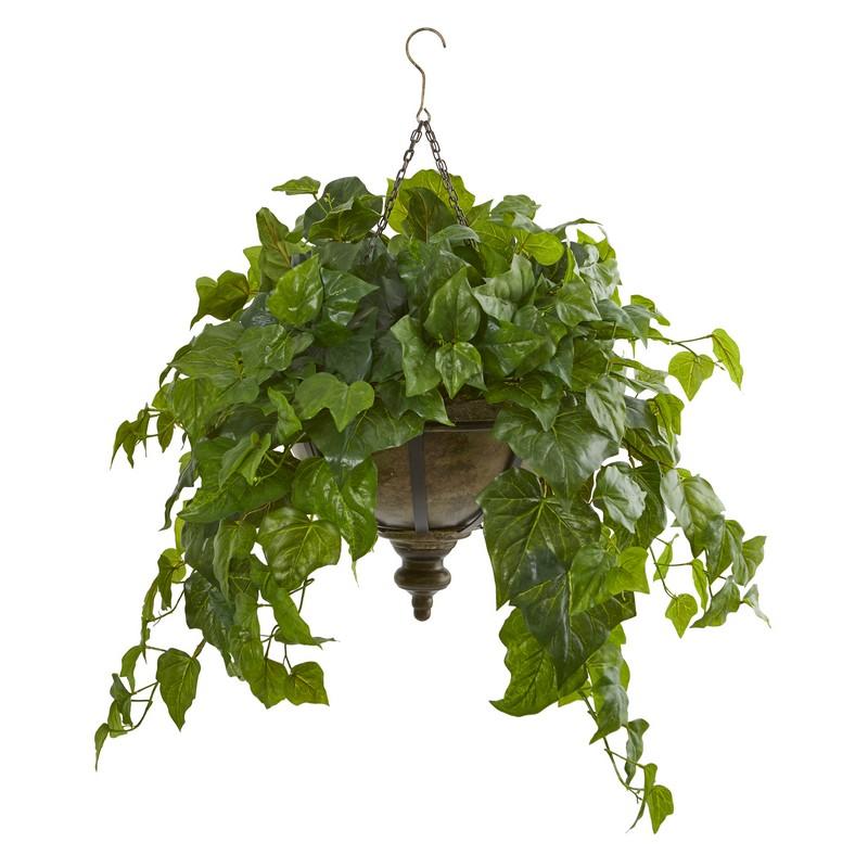 34"  London Ivy Artificial Plant in Hanging Bowl (Real Touch)