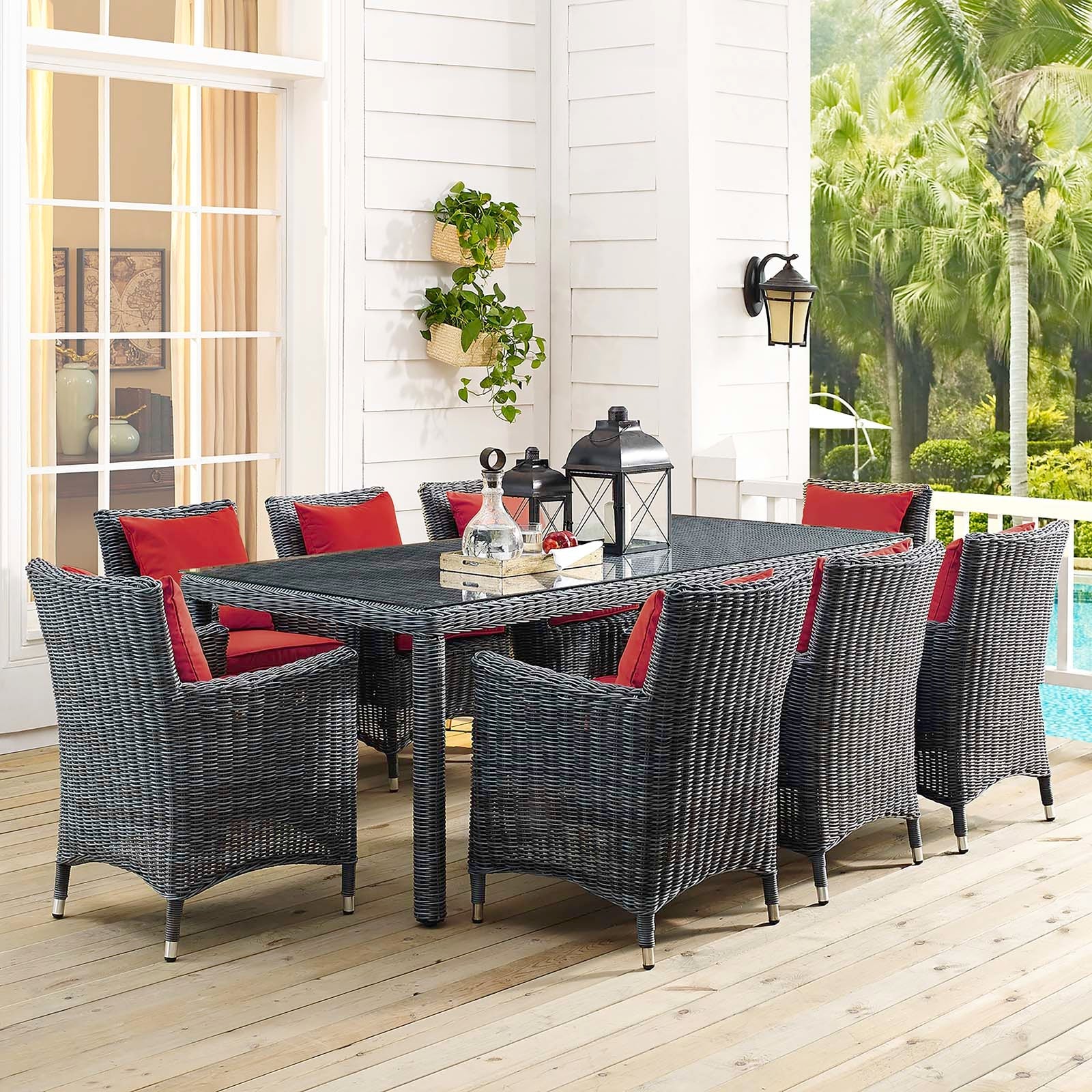 Summon 9 Piece Outdoor Patio Sunbrella¨ Dining Set by Modway