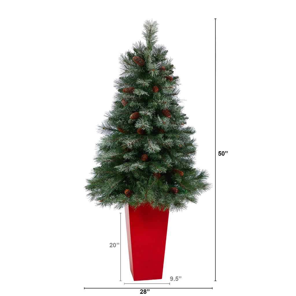 55' Snowed French Alps Mountain Pine Artificial Christmas Tree w/ 237 Bendable