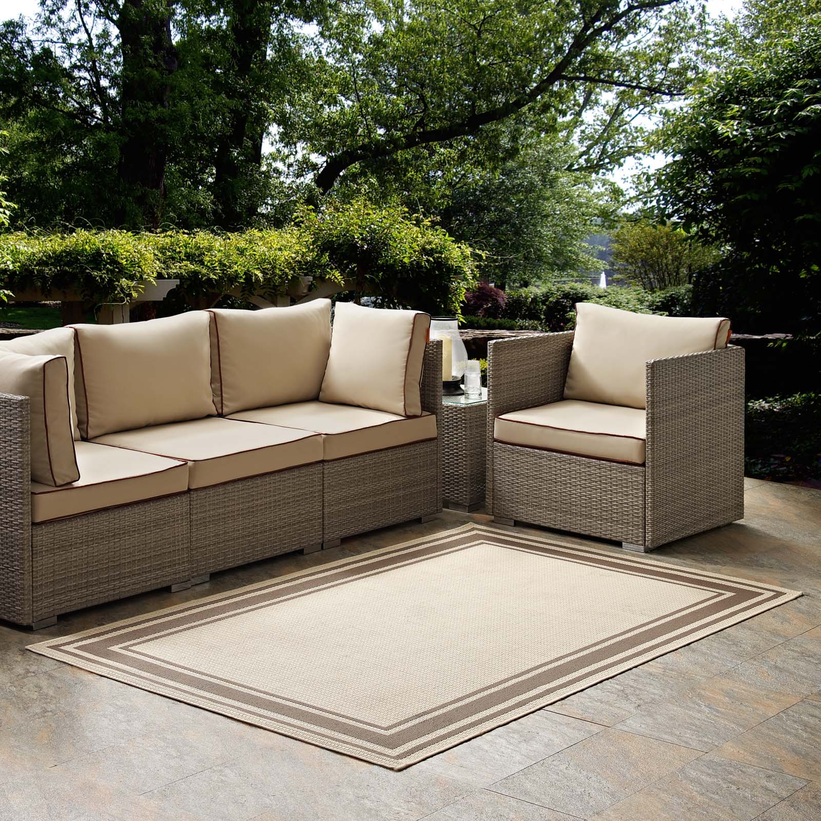 Rim Solid Border Indoor and Outdoor 8x10 Area Rug by Modway