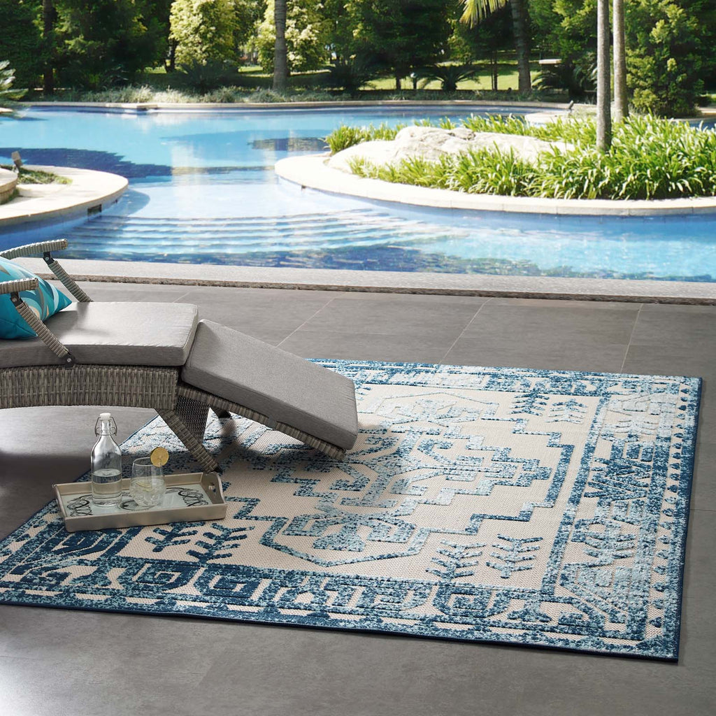 Reflect Nyssa Distressed Geometric Southwestern Aztec 5x8 Indoor/Outdoor Area Rug by Modway