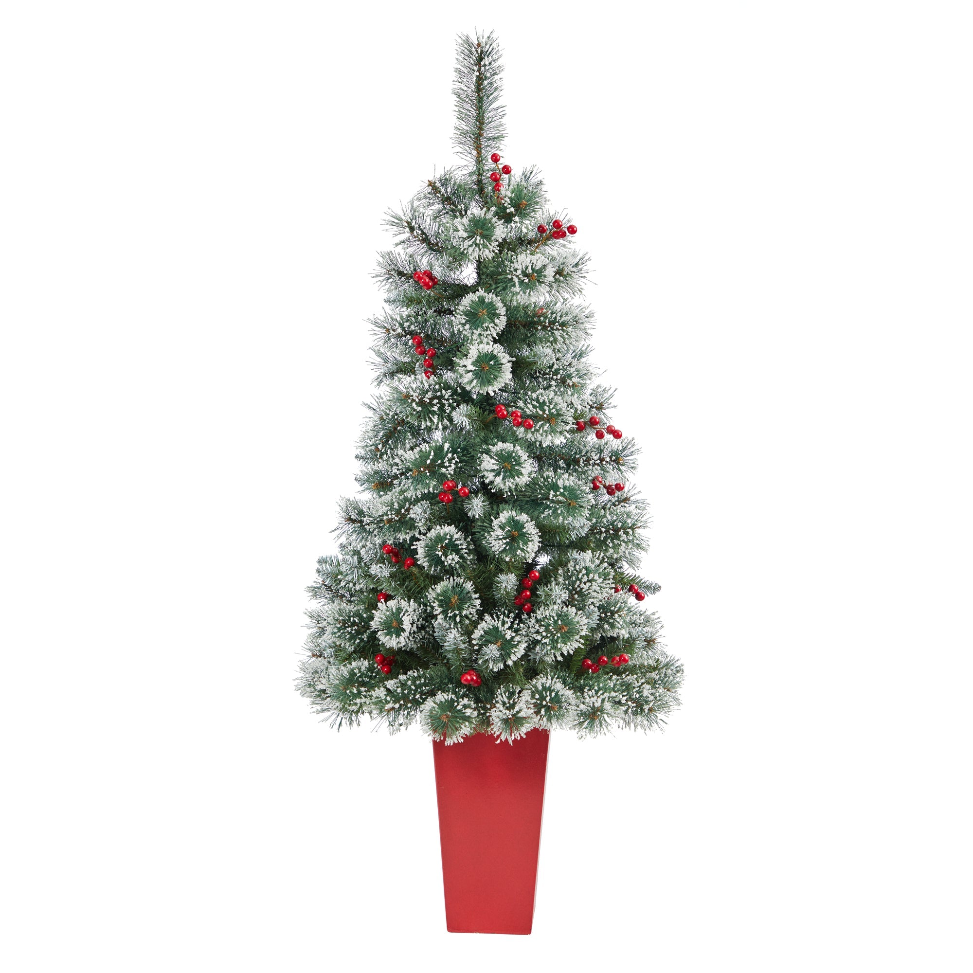 52' Frosted Swiss Pine Artificial Christmas Tree w/ 100 Clear LED Lights