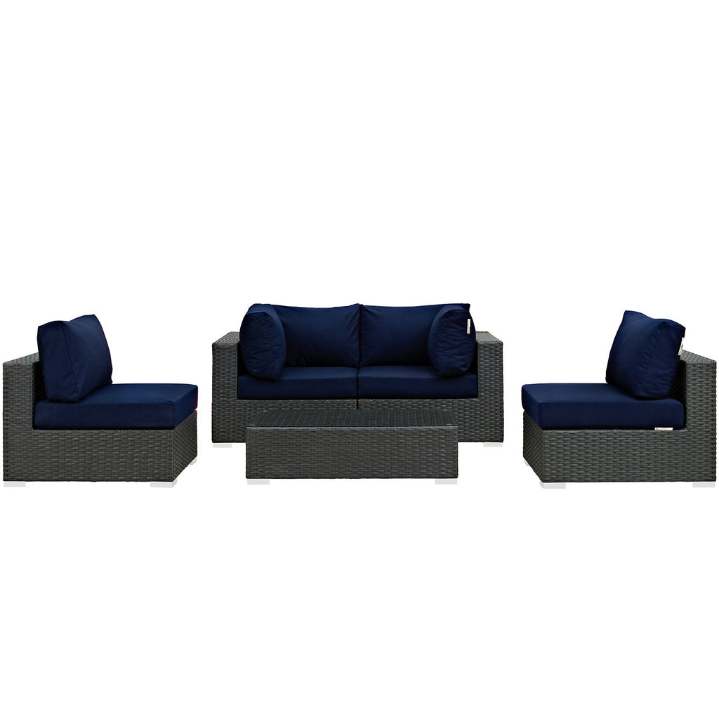 Sojourn 5 Piece Outdoor Patio Sunbrella¨ Sectional Set by Modway
