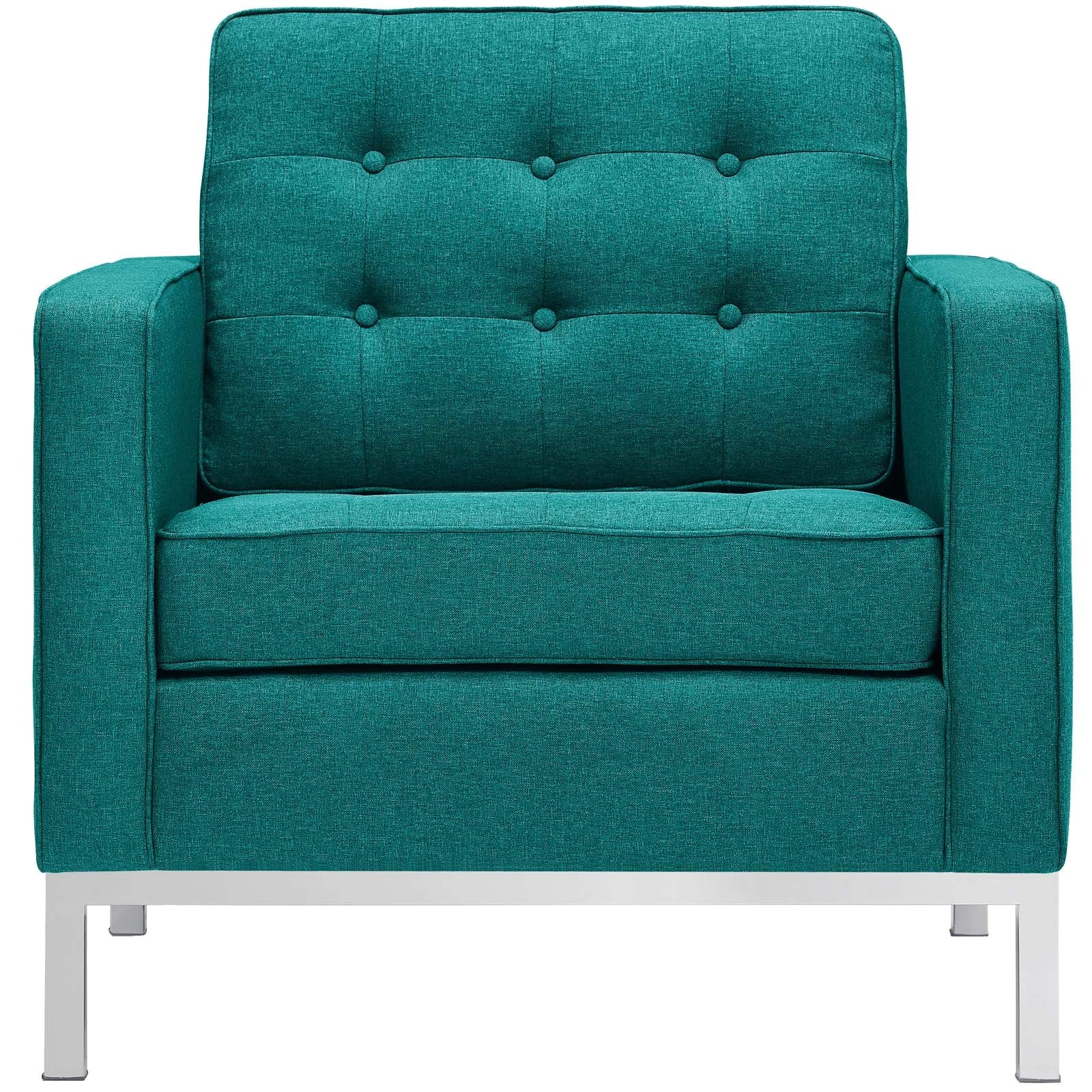 Loft Upholstered Fabric Armchairs Set of 2 by Modway