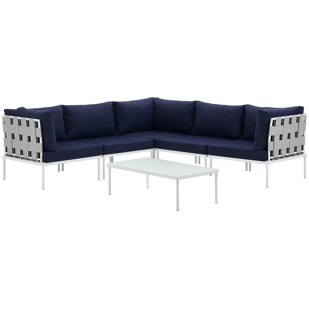 Harmony 6 Piece Outdoor Patio Aluminum Sectional Sofa Set by Modway