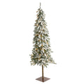 6' Flocked Alpine Christmas Artificial Tree w/200 Lights/ 580 Bendable Branches
