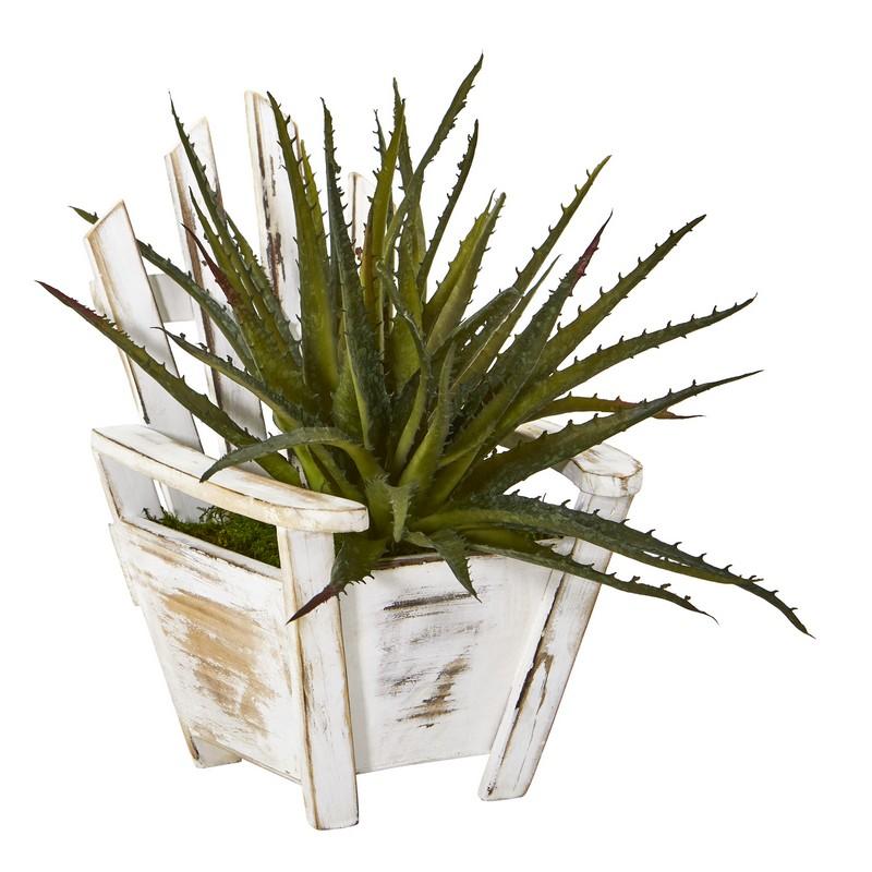 11"  Aloe Succulent Artificial Plant in Chair Planter