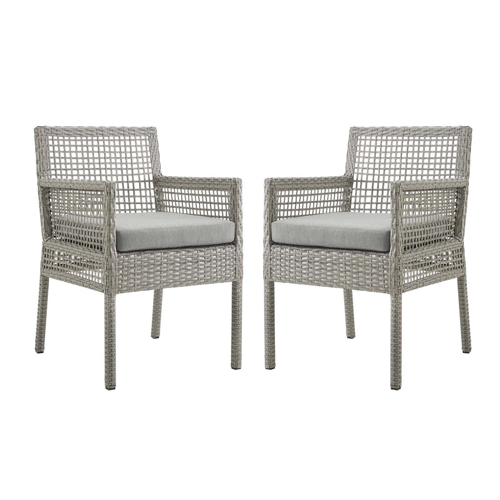 Aura Outdoor Patio Wicker Rattan Dining Armchair Set of 2 by Modway