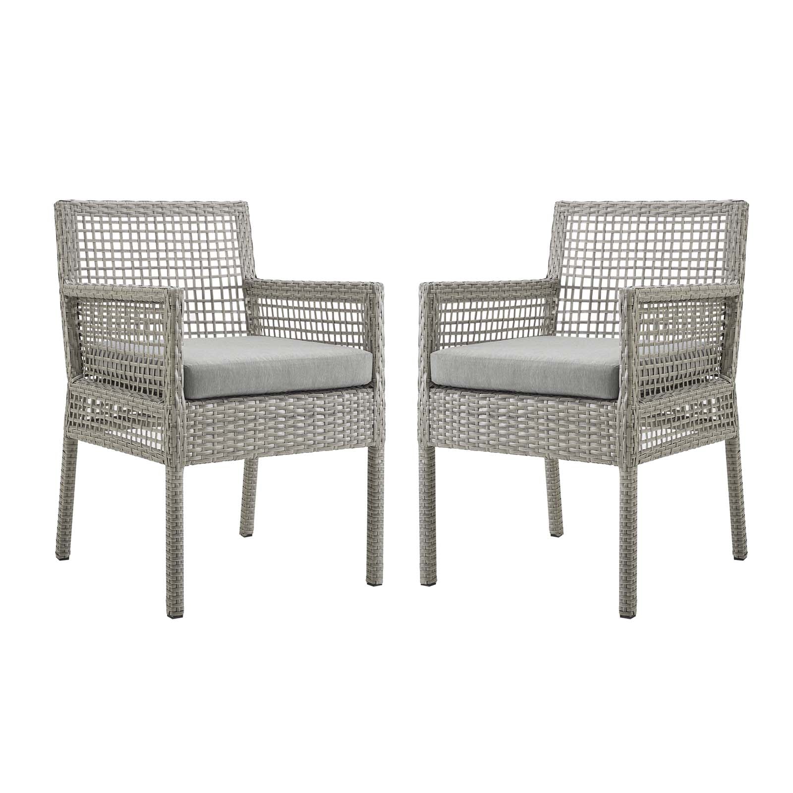 Aura Outdoor Patio Wicker Rattan Dining Armchair Set of 2 by Modway
