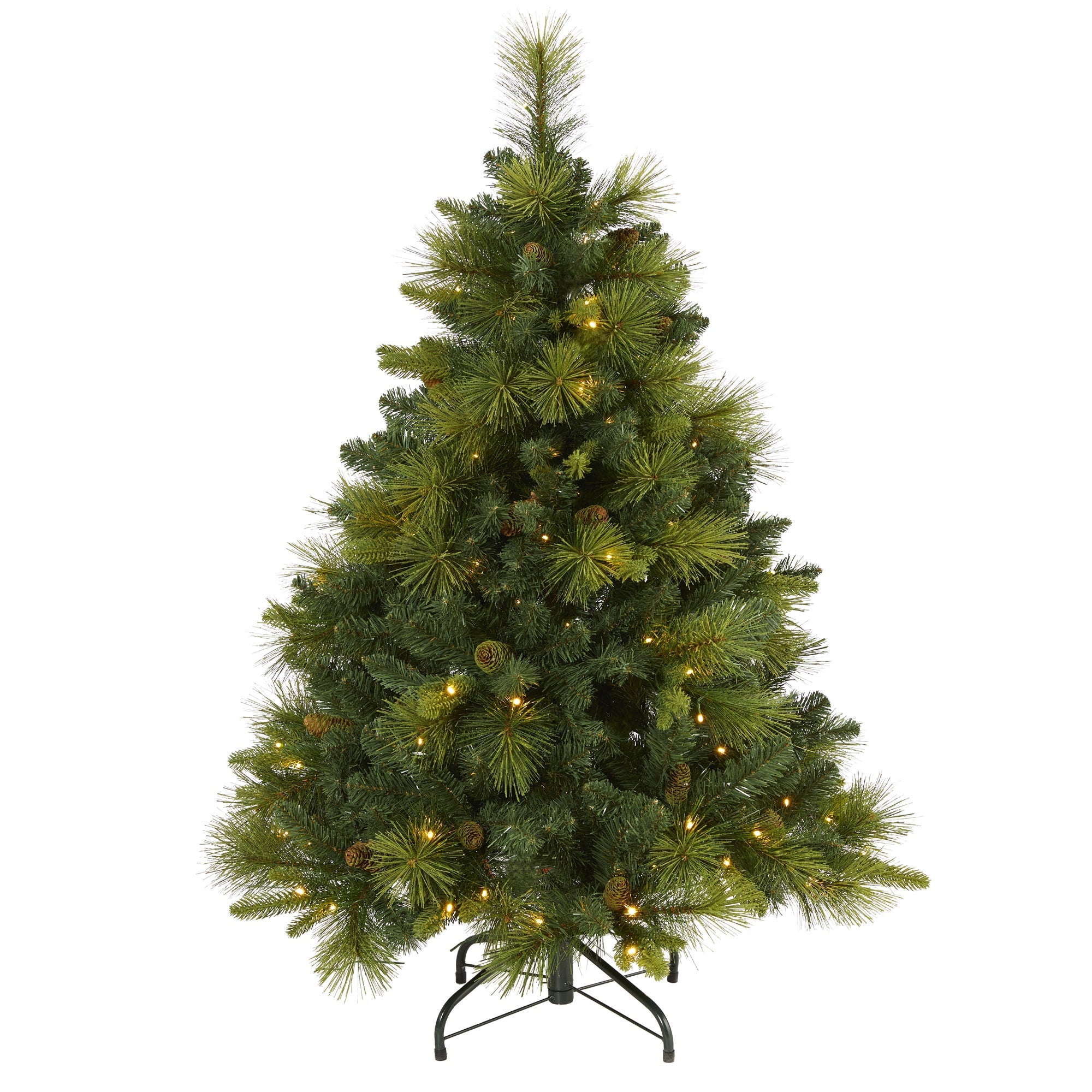 4' North Carolina Mixed Pine Artificial Christmas Tree w/ 130 Warm White LED