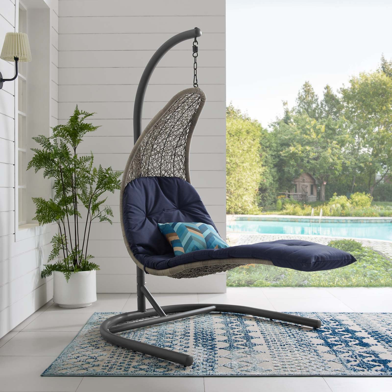 Landscape Hanging Chaise Lounge Outdoor Patio Swing Chair by Modway