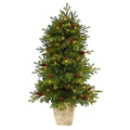 4' Yukon Mountain Fir Artificial Christmas Tree w/ 100 Clear Lights, Pine Cones