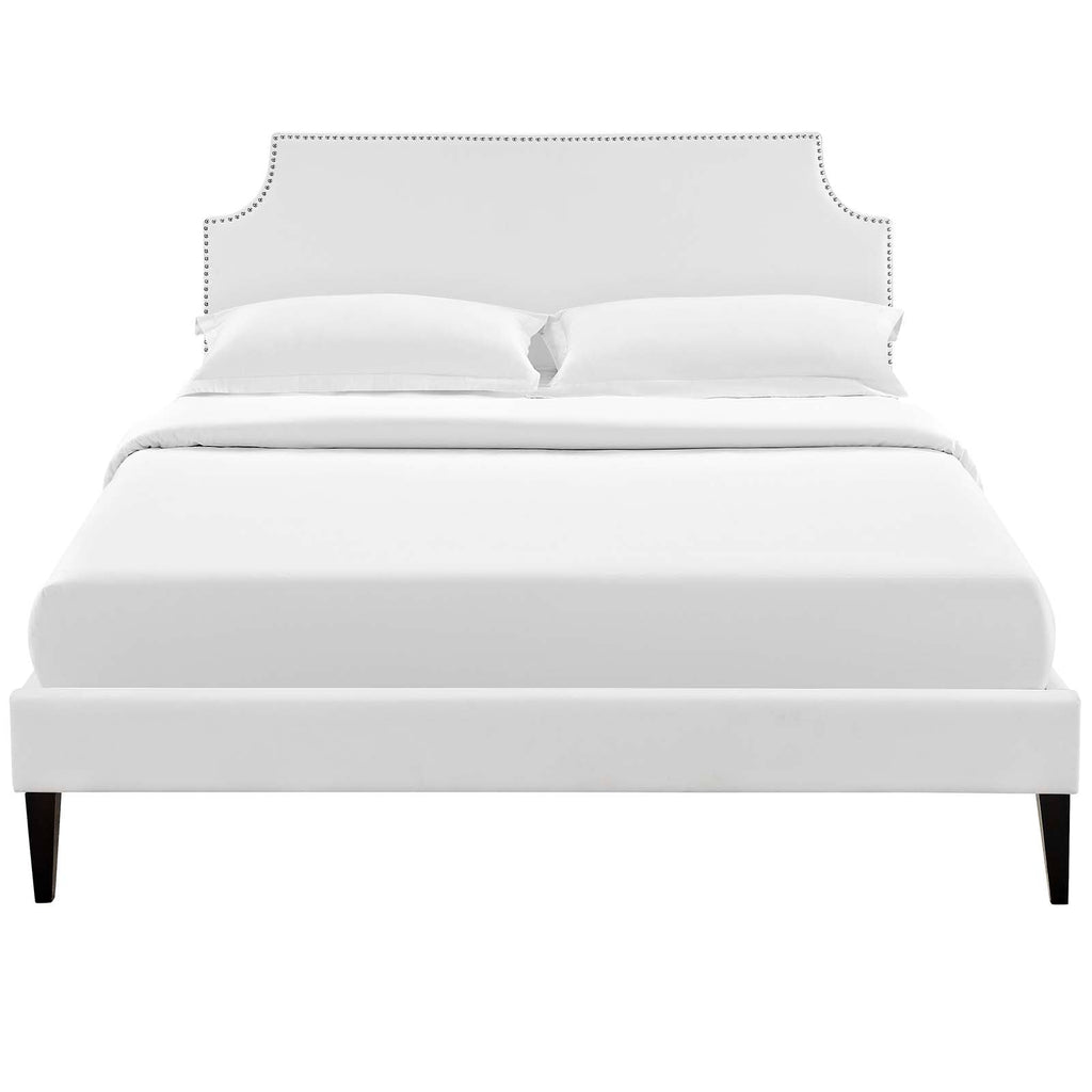 Corene Vinyl Queen Platform Bed with Squared Tapered Legs by Modway
