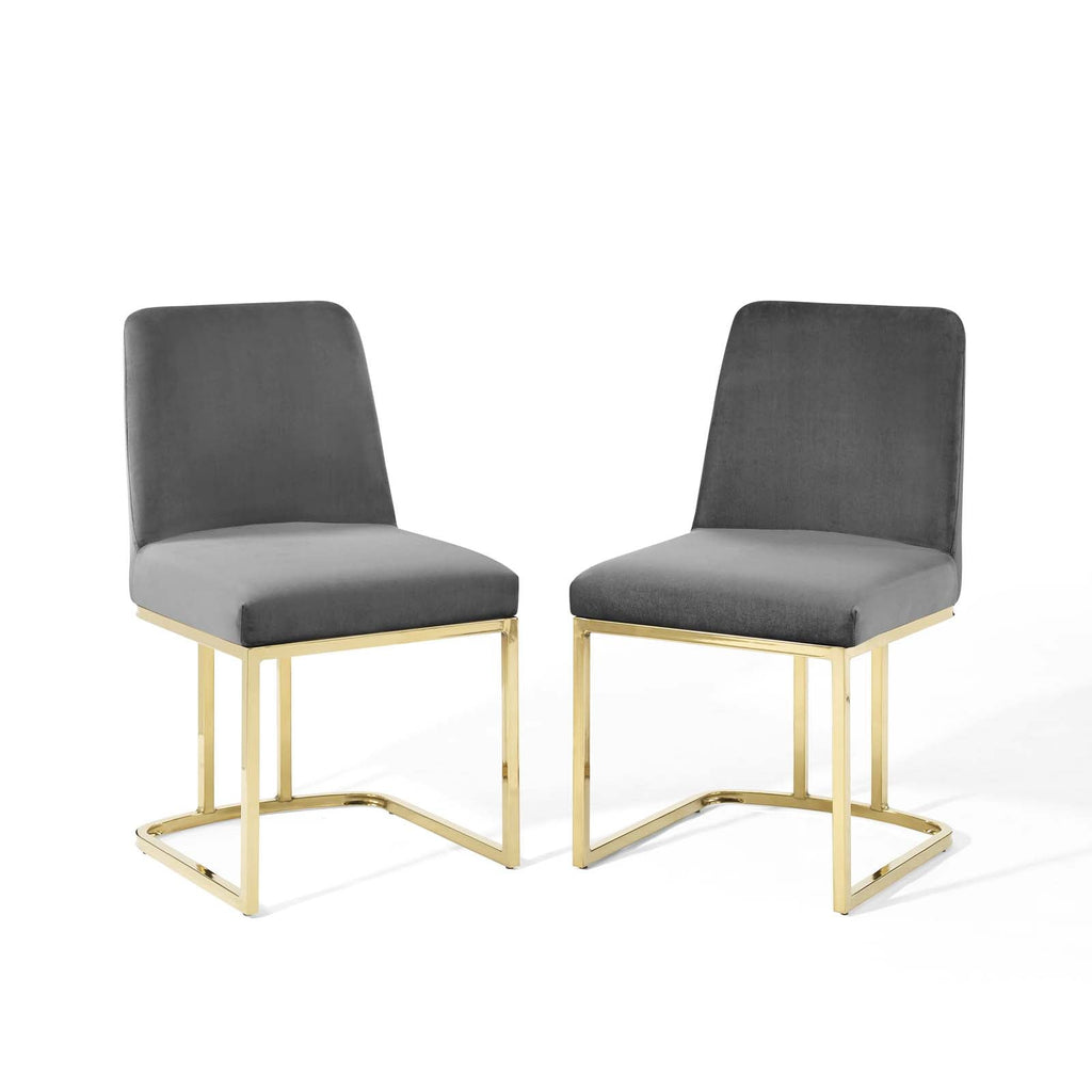 Amplify Sled Base Performance Velvet Dining Chairs Set of 2 by Modway