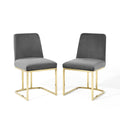 Amplify Sled Base Performance Velvet Dining Chairs Set of 2 by Modway