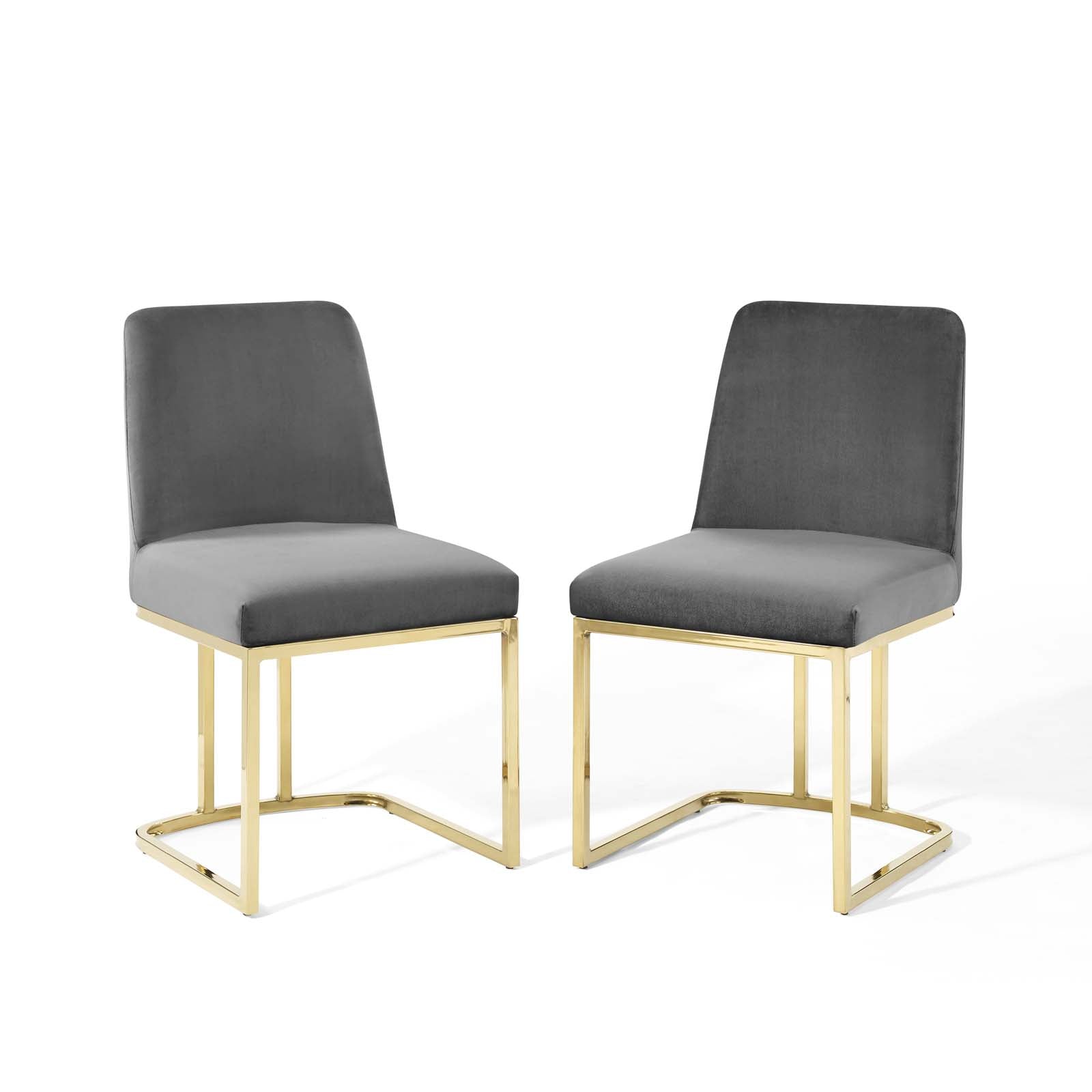 Amplify Sled Base Performance Velvet Dining Chairs Set of 2 by Modway